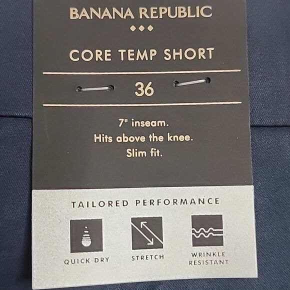 2168 NWT Banana Republic Factory Szie 36 7" CORE TEMP SHORT Blue - Picture 3 of 6